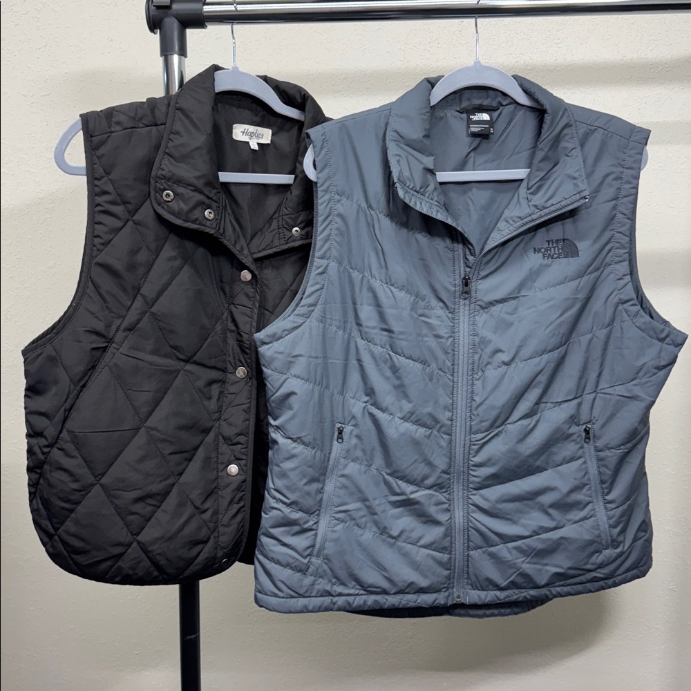 The North Face Black and Gray Quilted Vests (2)